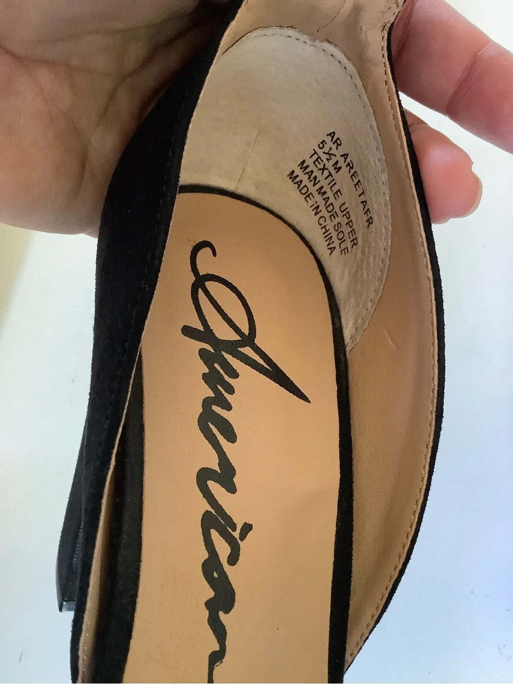 American Eagle Black Suede Platform Peep-Toe Heels with Ankle Buckle 5.5 - Picture 7 of 7